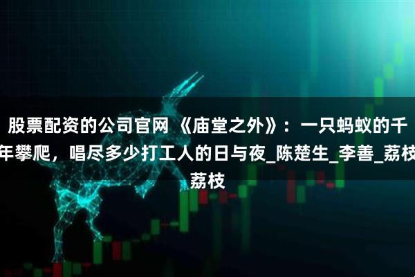股票配资的公司官网 《庙堂之外》：一只蚂蚁的千年攀爬，唱尽多少打工人的日与夜_陈楚生_李善_荔枝