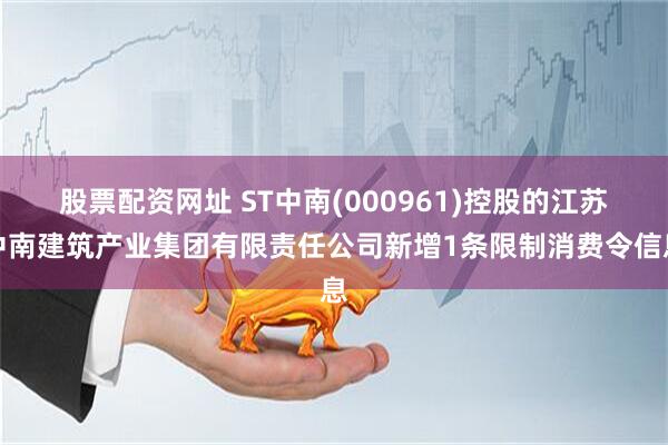 股票配资网址 ST中南(000961)控股的江苏中南建筑产业集团有限责任公司新增1条限制消费令信息